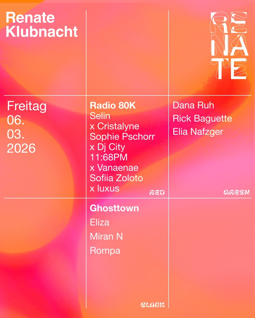 Renate Klubnacht w/ Radio80K & Ghosttown